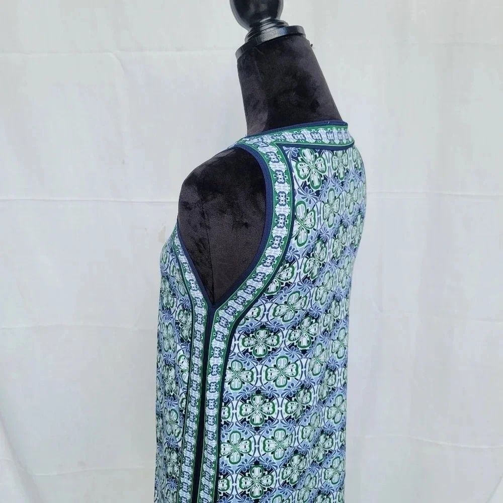 NWT Max Studio Shift Dress Sleveless Stretch-Knit Polyester Navy Blue Green XS - Picture 5 of 10